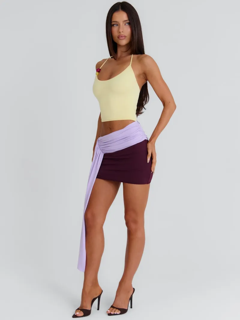 YELLOW AND PURPLE HALTER ASYMMETRIC MINI DRESS - Image 4
