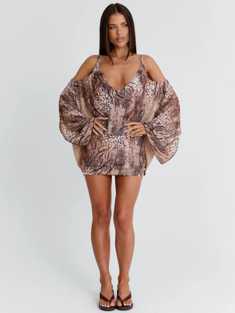 OPEN BACK COWL DRAPED MINI DRESS - Image 4