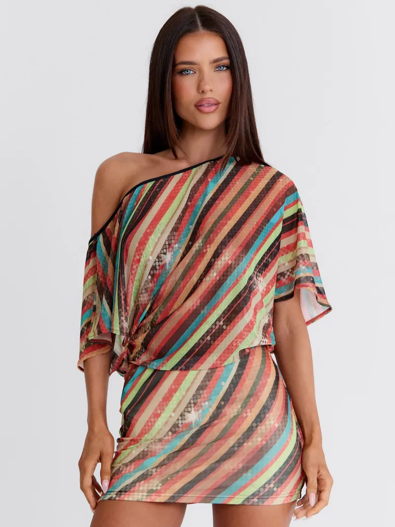 DRAPED MESH MINI DRESS - Image 2