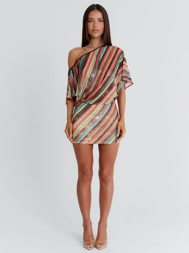 DRAPED MESH MINI DRESS - Image 3