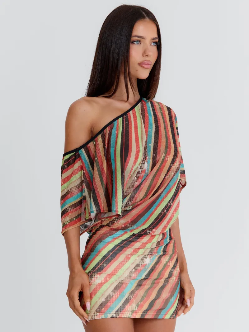 DRAPED MESH MINI DRESS - Image 4