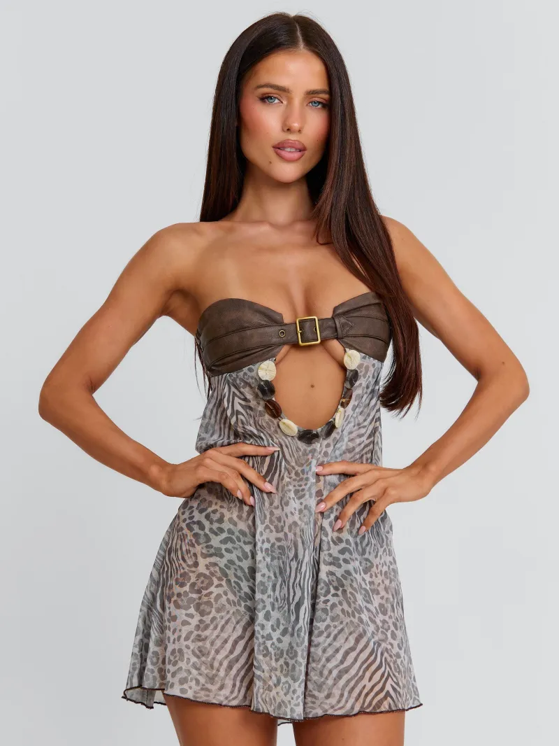 STRAPLESS BEADED MINI DRESS - Image 4