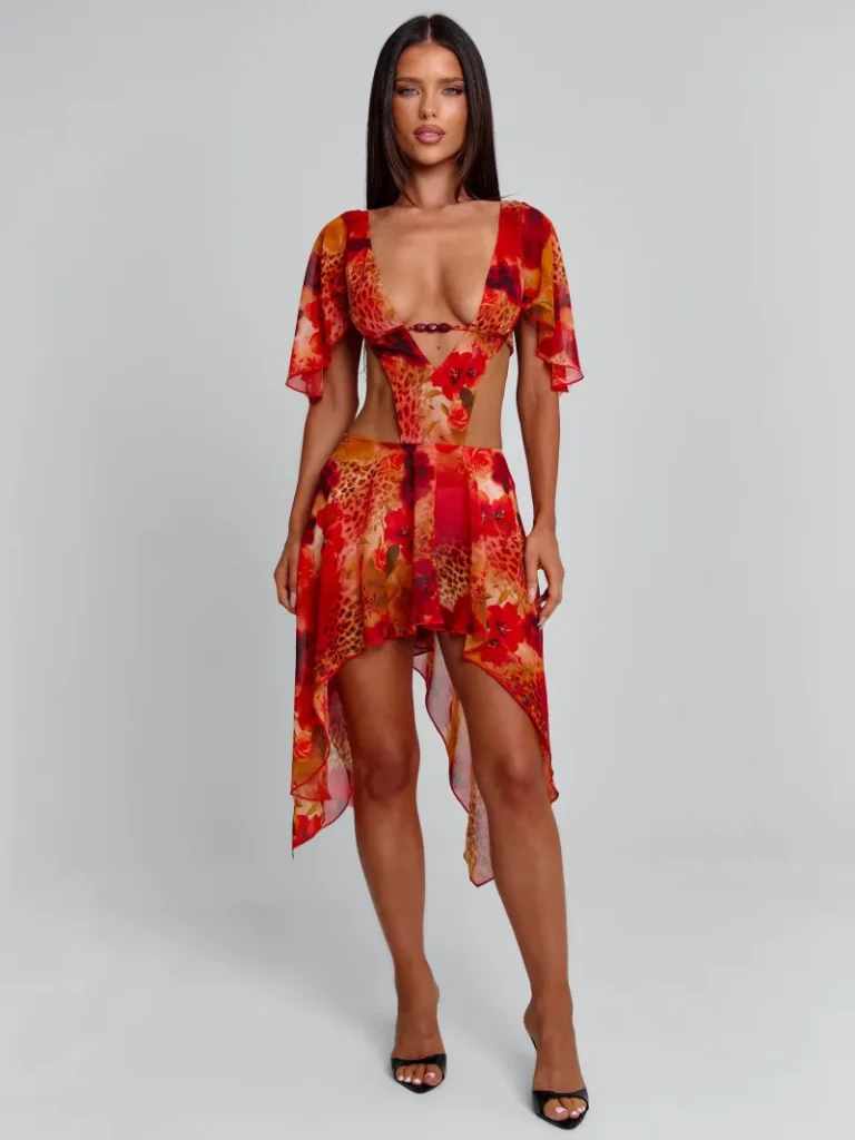 OPEN BACK CUTOUT MINI DRESS