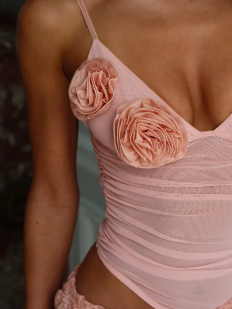 PINK CUTOUT MESH MINI DRESS - Image 4