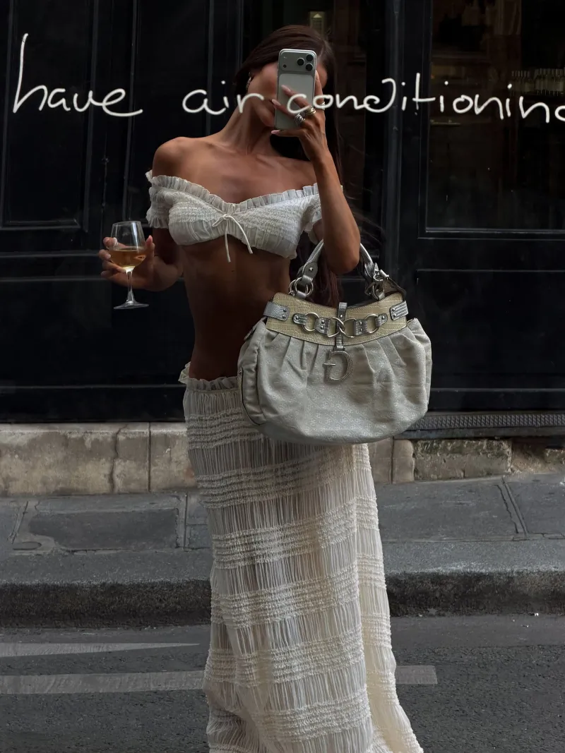 CREAM FRILL CROP TOP - Image 4