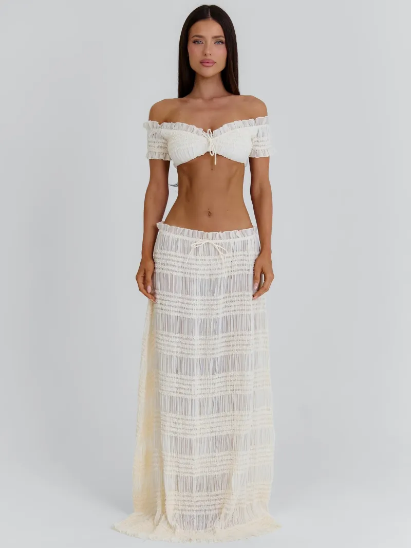 CREAM FRILL CROP TOP - Image 5