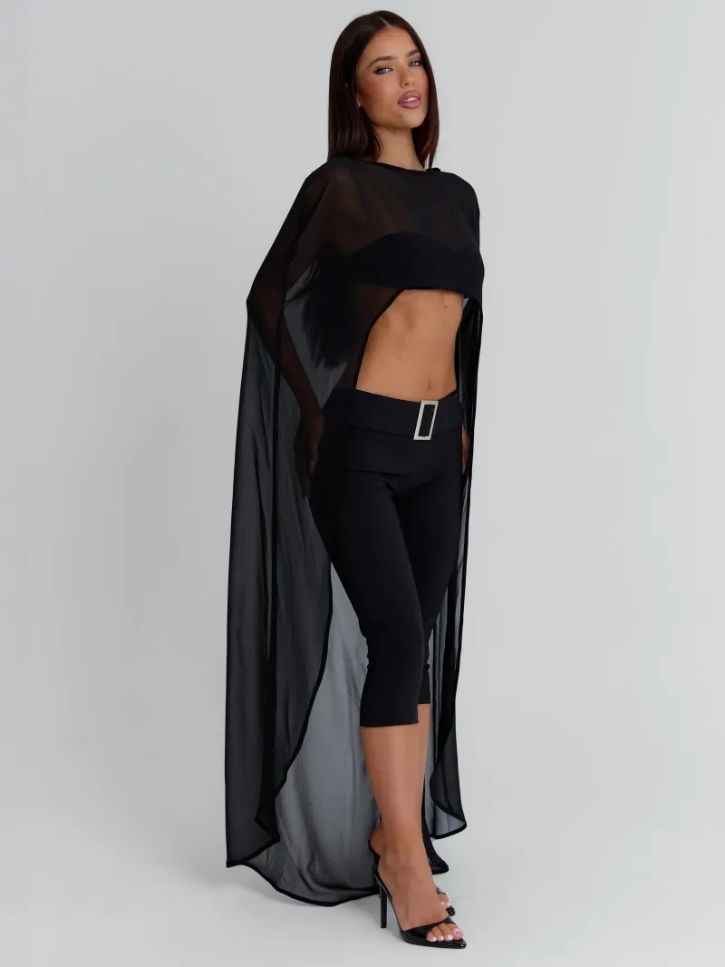 BLACK TIE DETAIL GEORGETTE CROP TOP - Image 5
