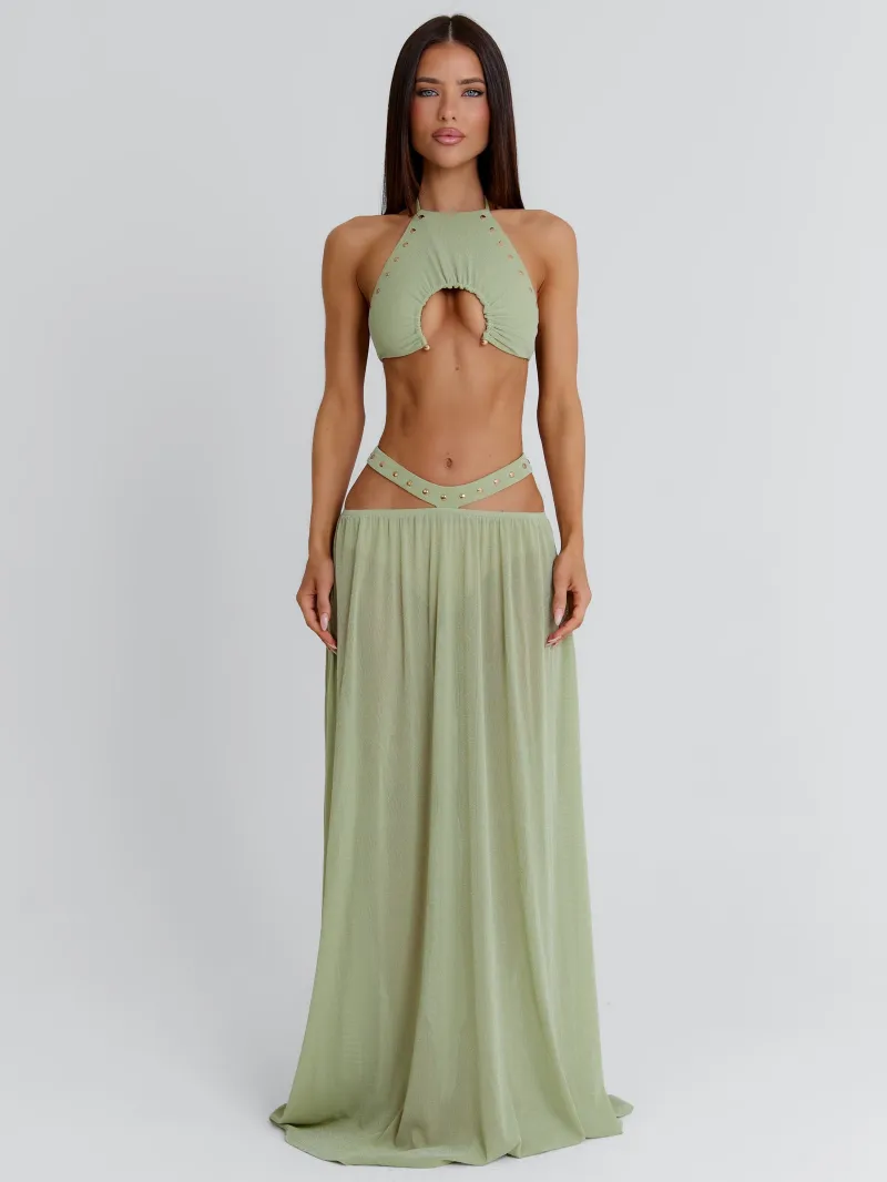 SAGE CUTOUT HALTER CROP TOP - Image 3