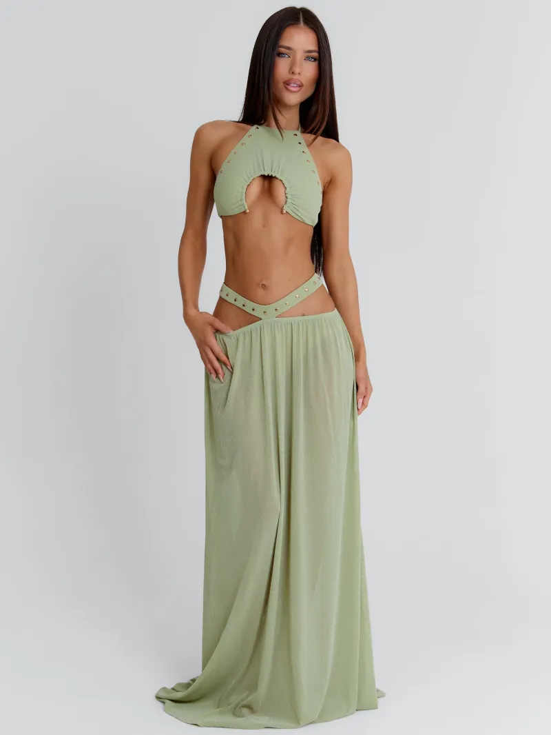 SAGE CUTOUT HALTER CROP TOP - Image 4