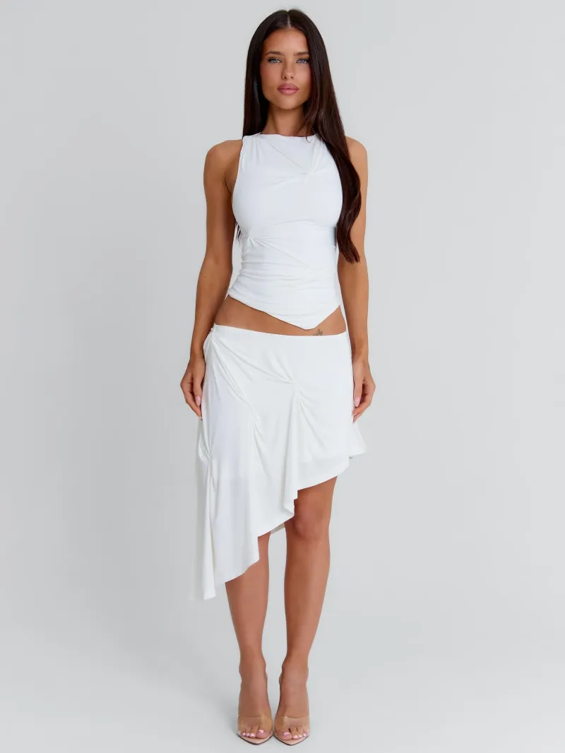 WHITE JERSEY STRETCH CROP TOP - Image 2