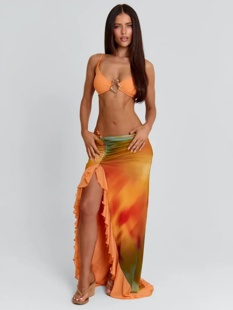 ORANGE BEADED HARDWARE CROP TOP