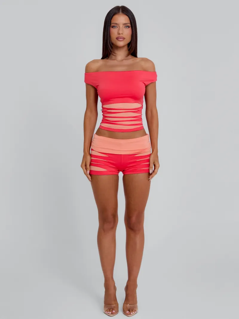 ORANGE JERSEY KNIT CROP TOP - Image 2