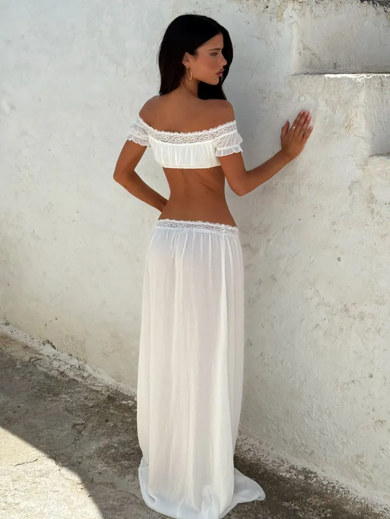 WHITE RUCHED TIE DETAIL CROP TOP - Image 5