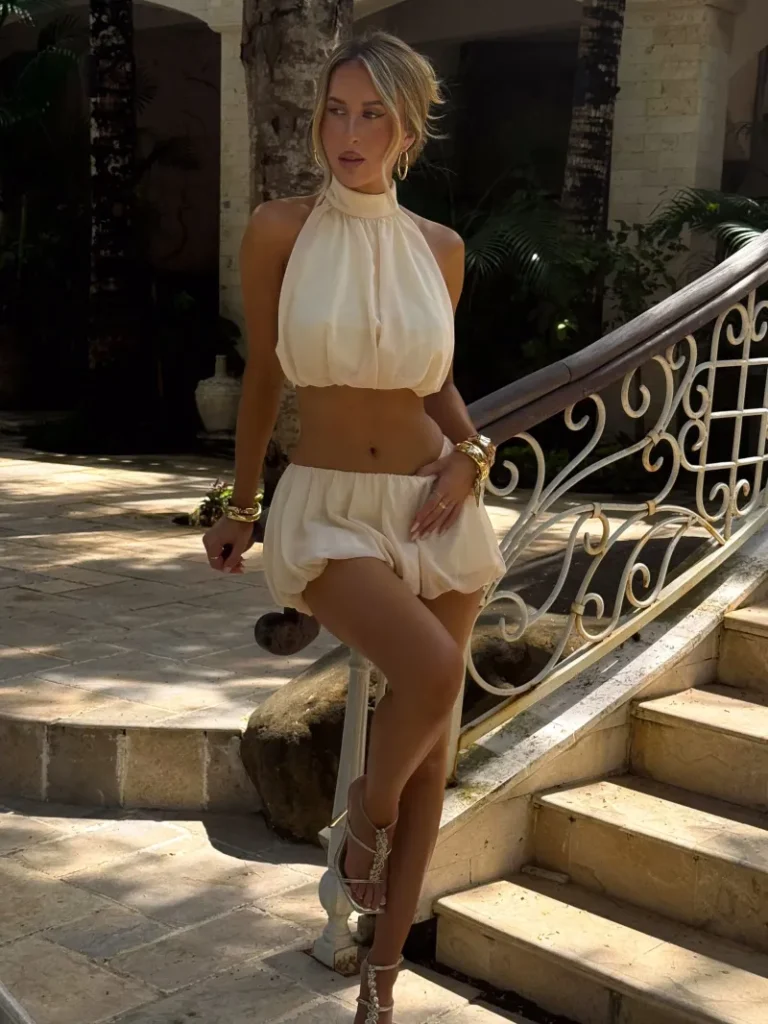 BUTTERCREAM OPEN BACK HALTER CROP TOP