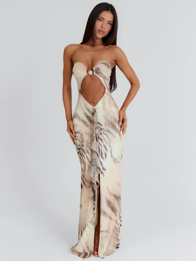 CUTOUT FLOUNCE MAXI DRESS - Image 3
