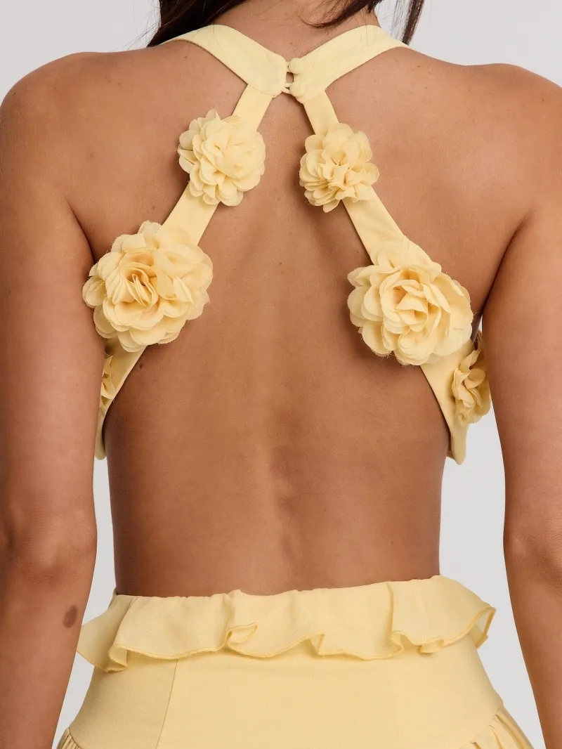 YELLOW HALTER DRAPED MAXI DRESS - Image 5