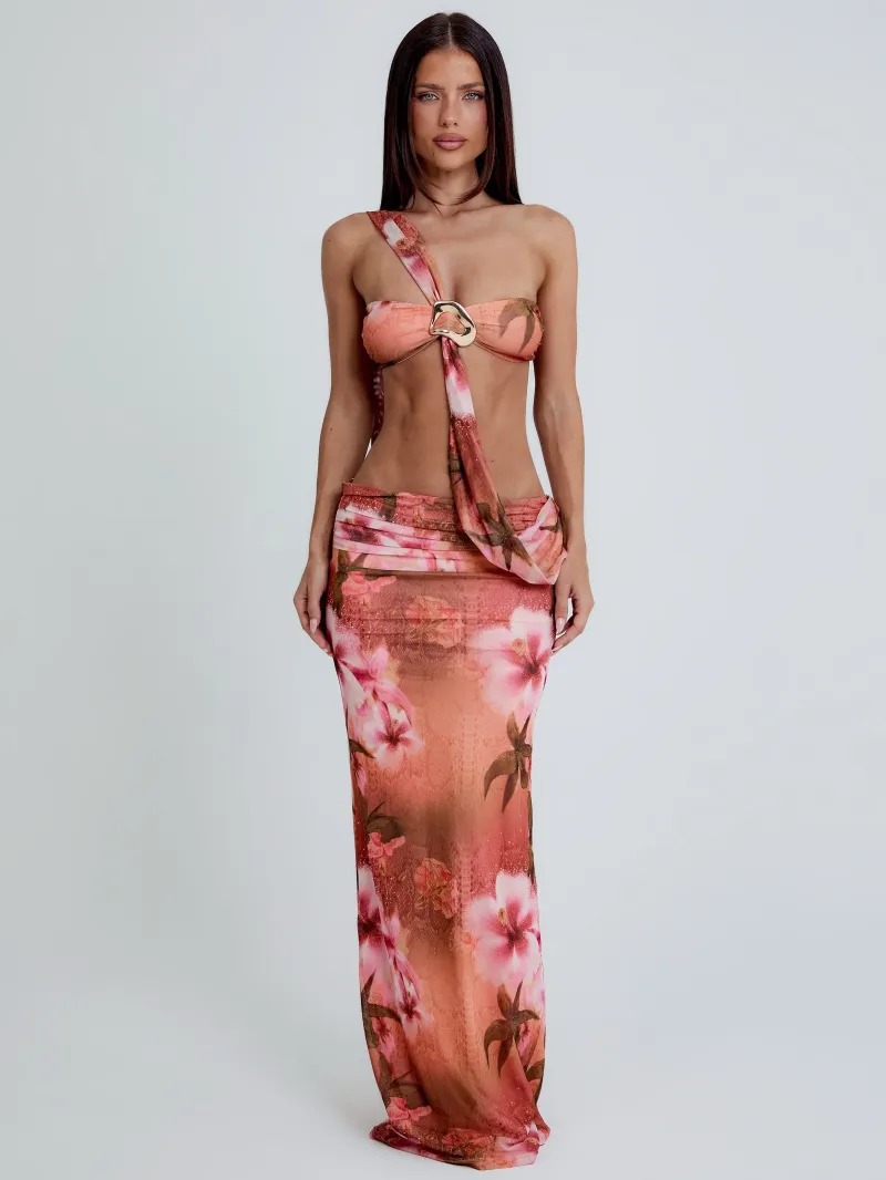 PEACH STRAPLESS BANDEAU MAXI DRESS - Image 4