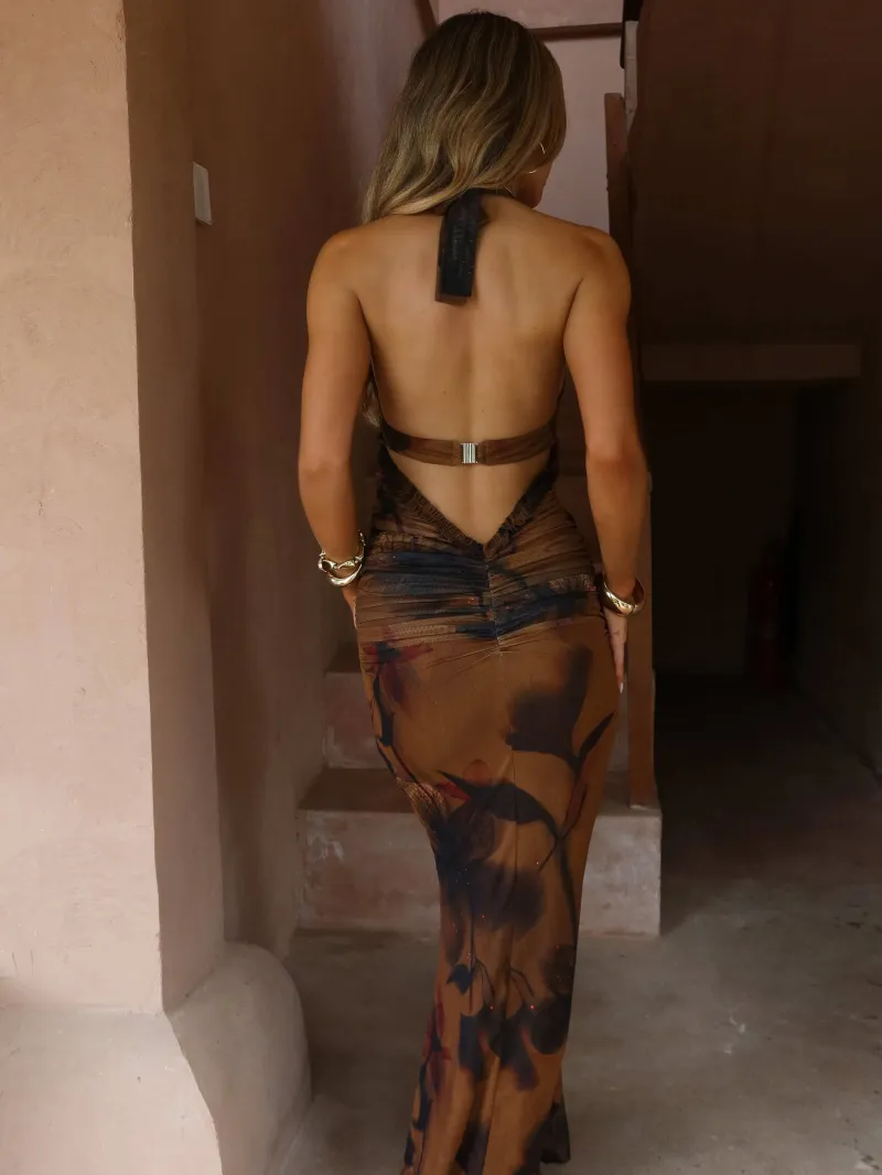 CINNAMON CUTOUT HALTER MAXI DRESS - Image 5