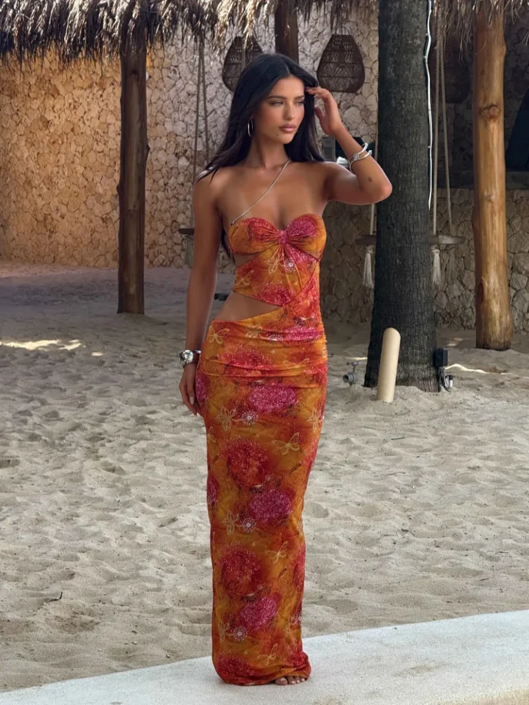 LACE FRINGE MAXI DRESS