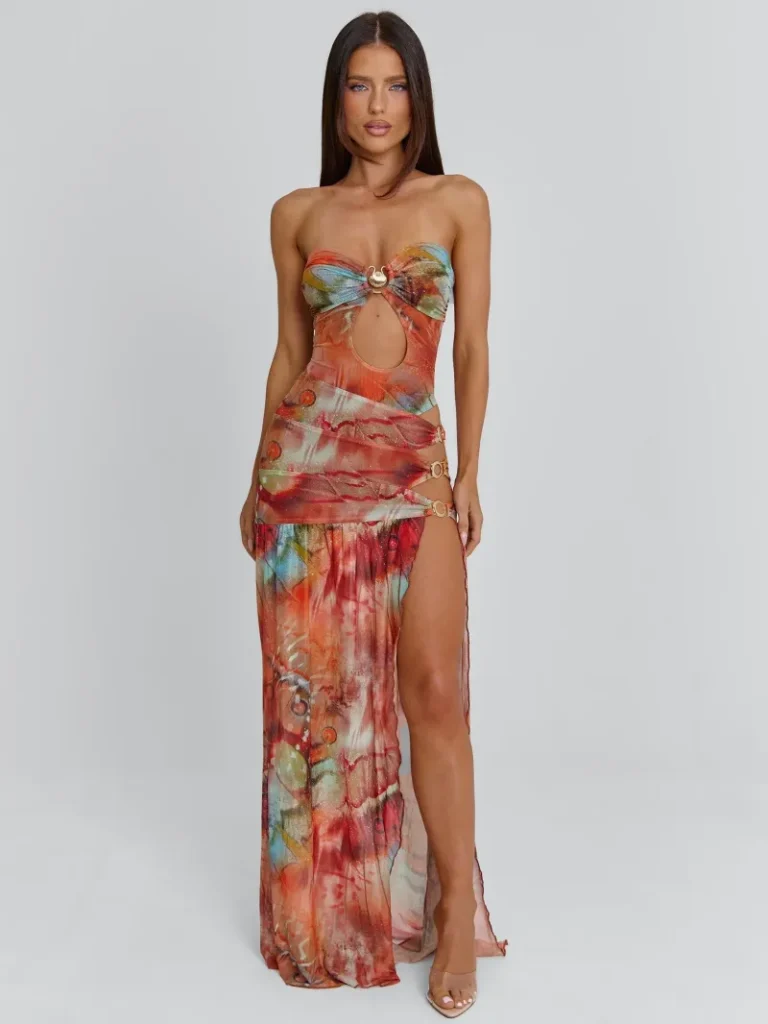 OPEN BACK RUCHED MAXI DRESS