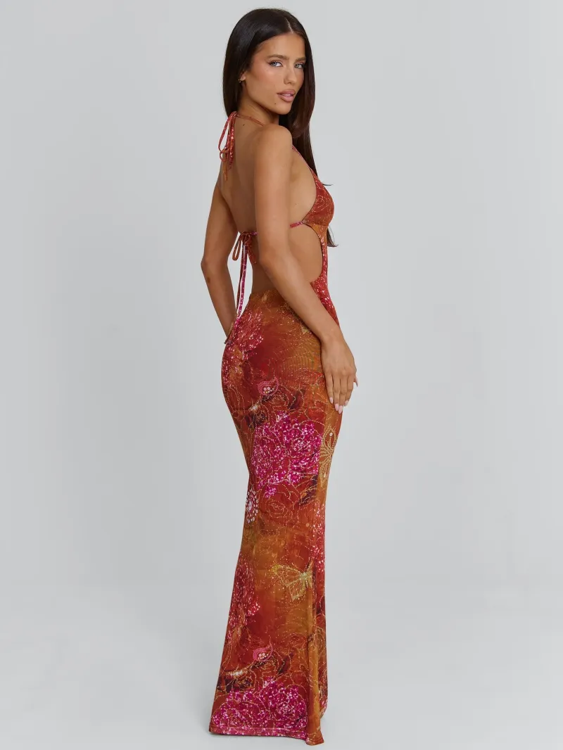 BACKLESS CUTOUT HALTER MAXI DRESS - Image 5