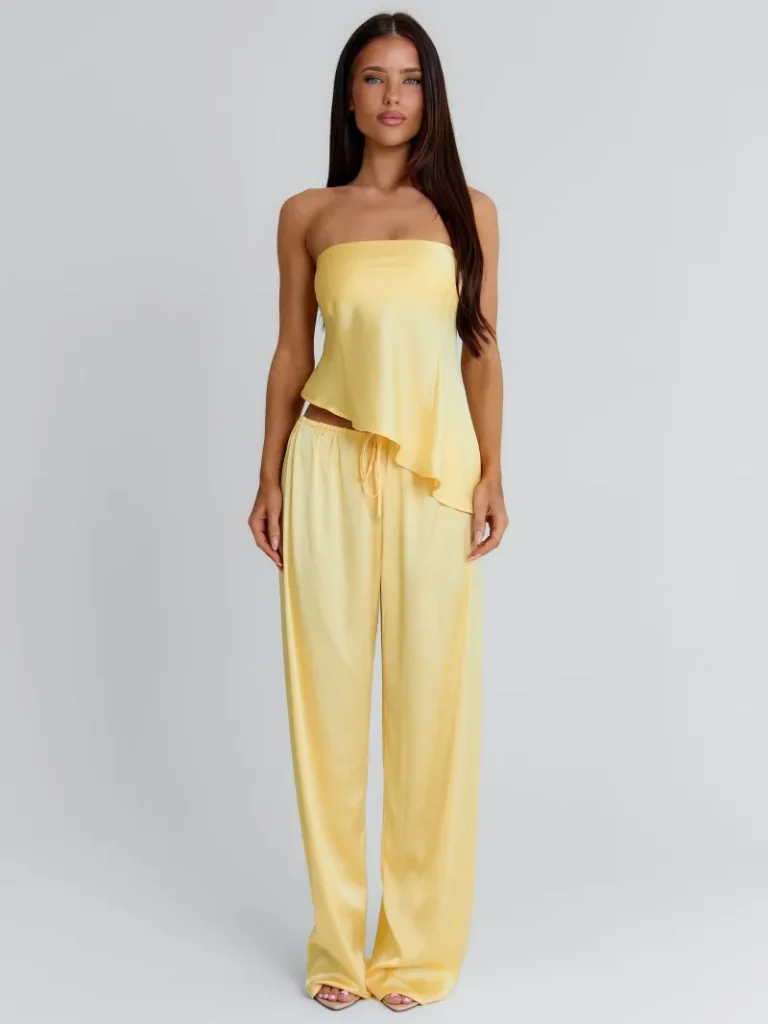 SATIN YELLOW VACATION PANTS