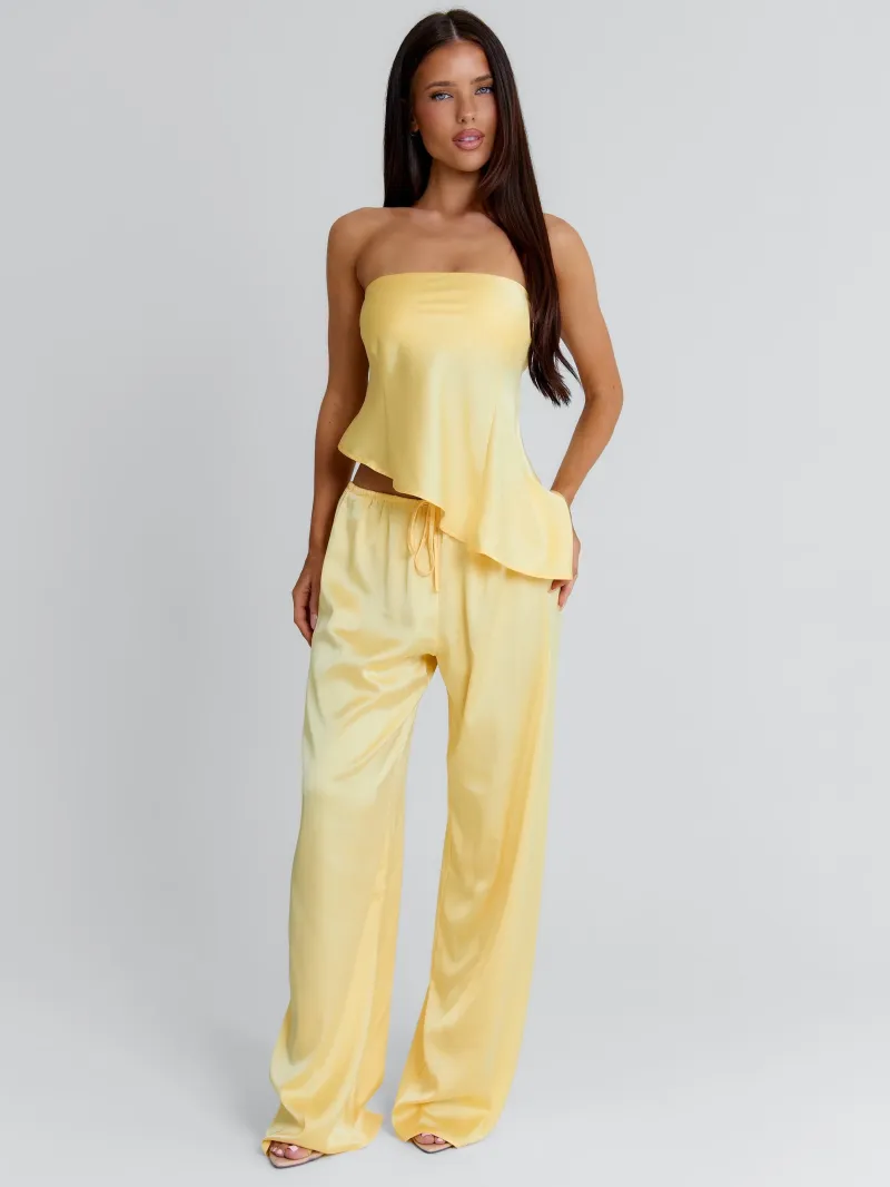 SATIN YELLOW VACATION PANTS - Image 2