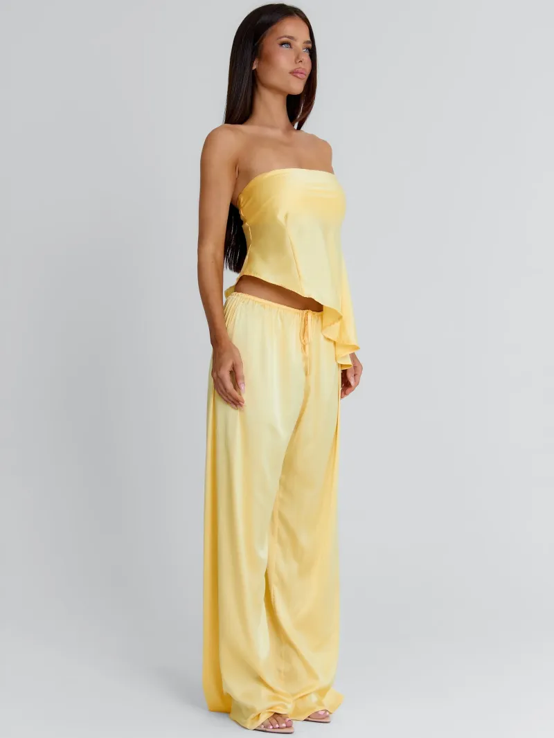 SATIN YELLOW VACATION PANTS - Image 3