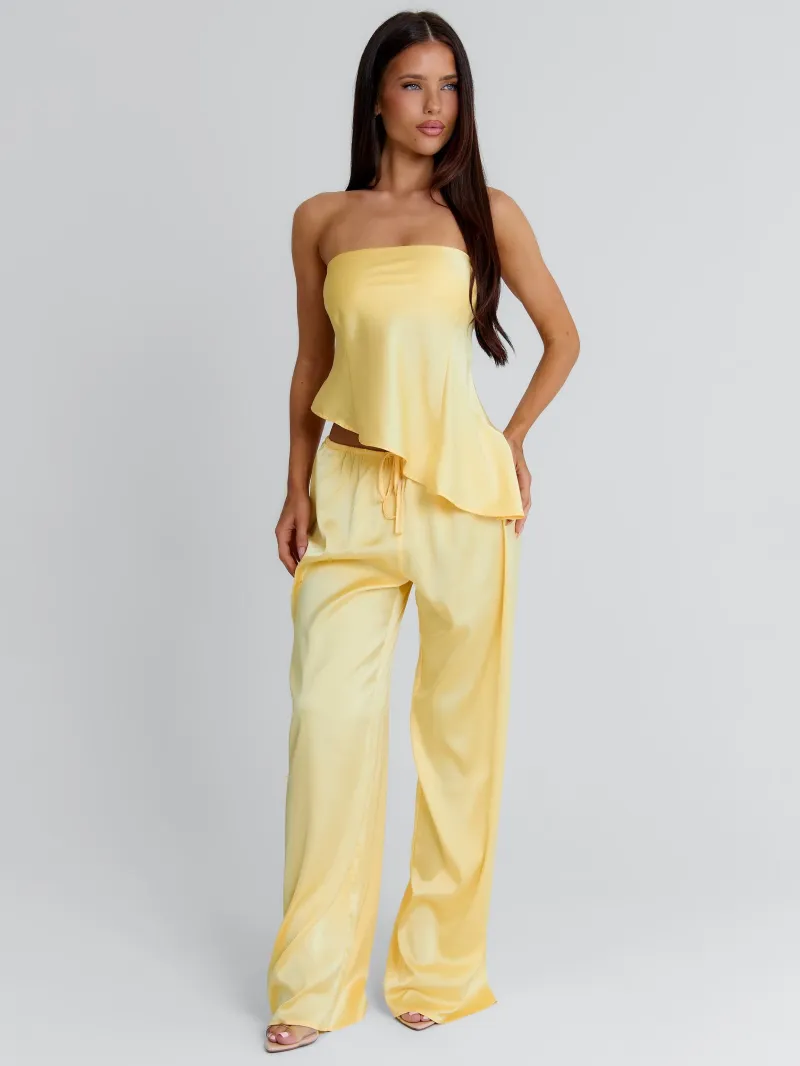SATIN YELLOW VACATION PANTS - Image 5