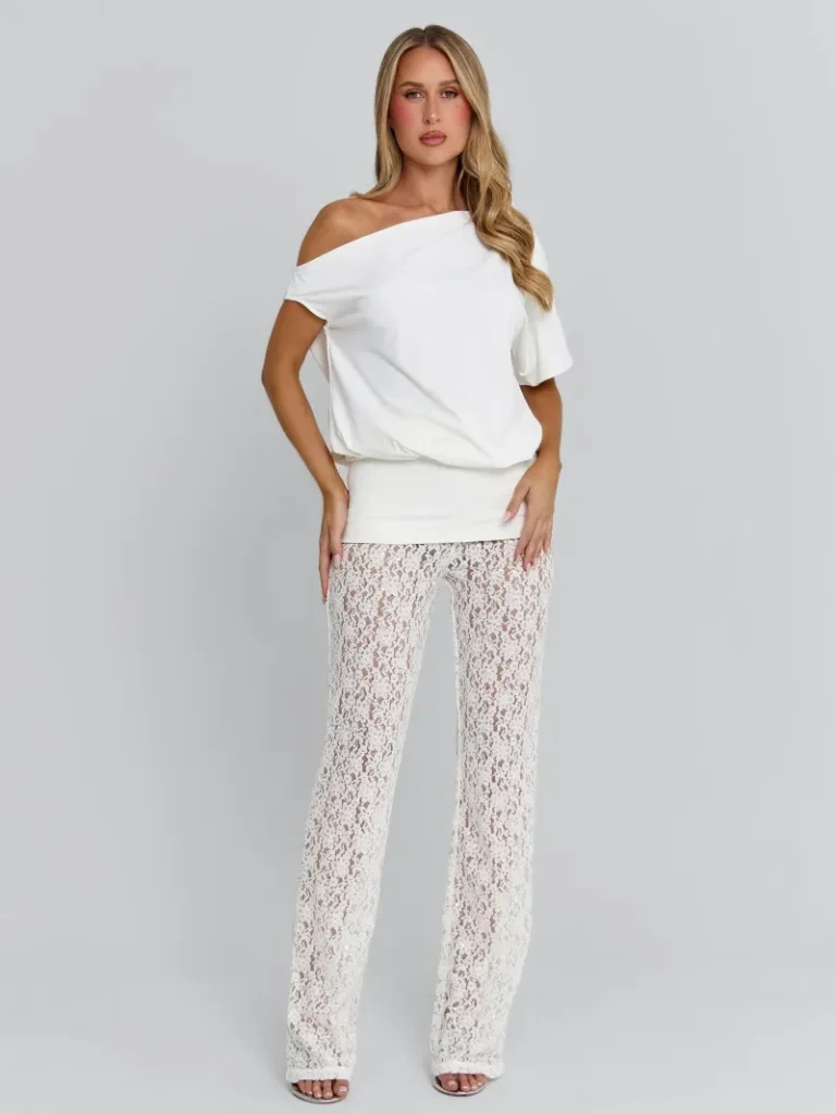 PANT WHITE SEQUIN LACE PANTS