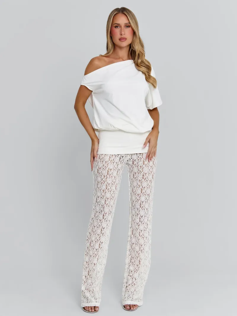 PANT WHITE SEQUIN LACE PANTS