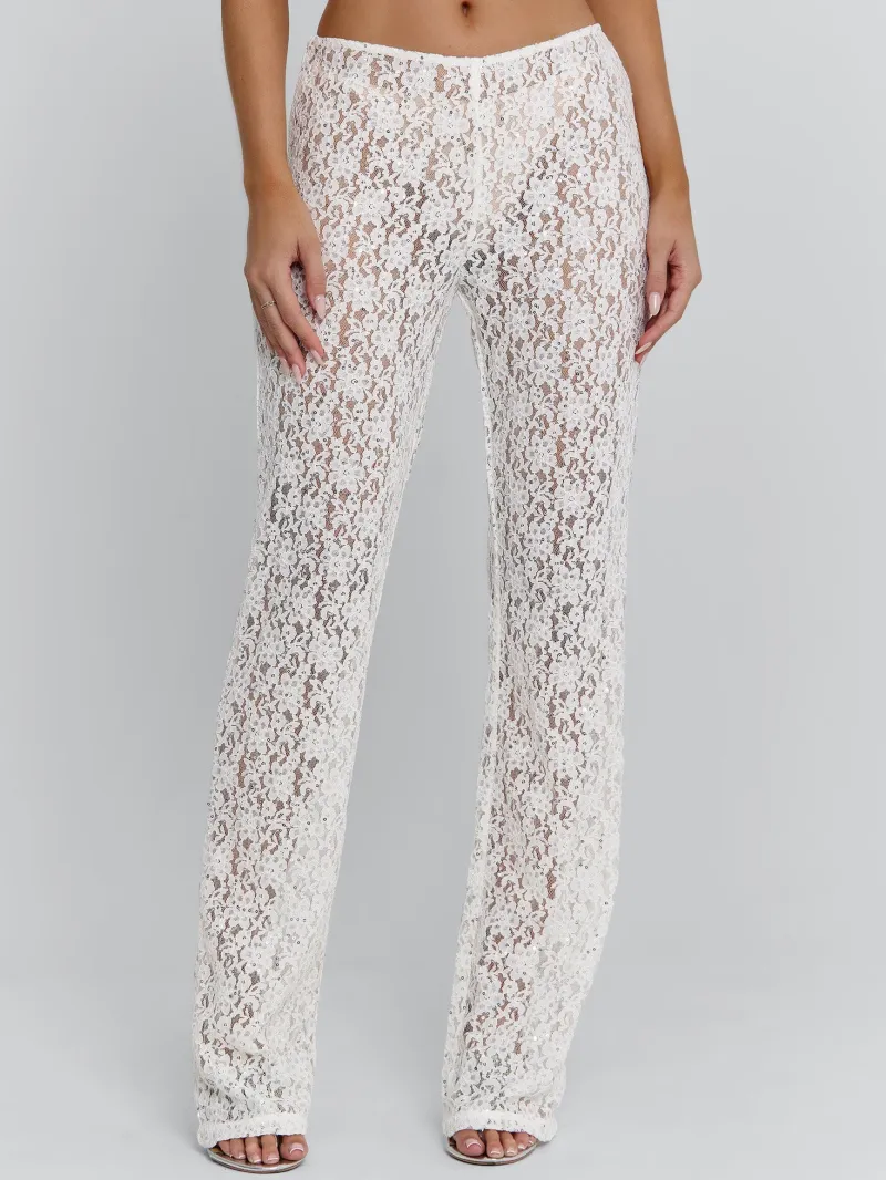 PANT WHITE SEQUIN LACE PANTS - Image 2