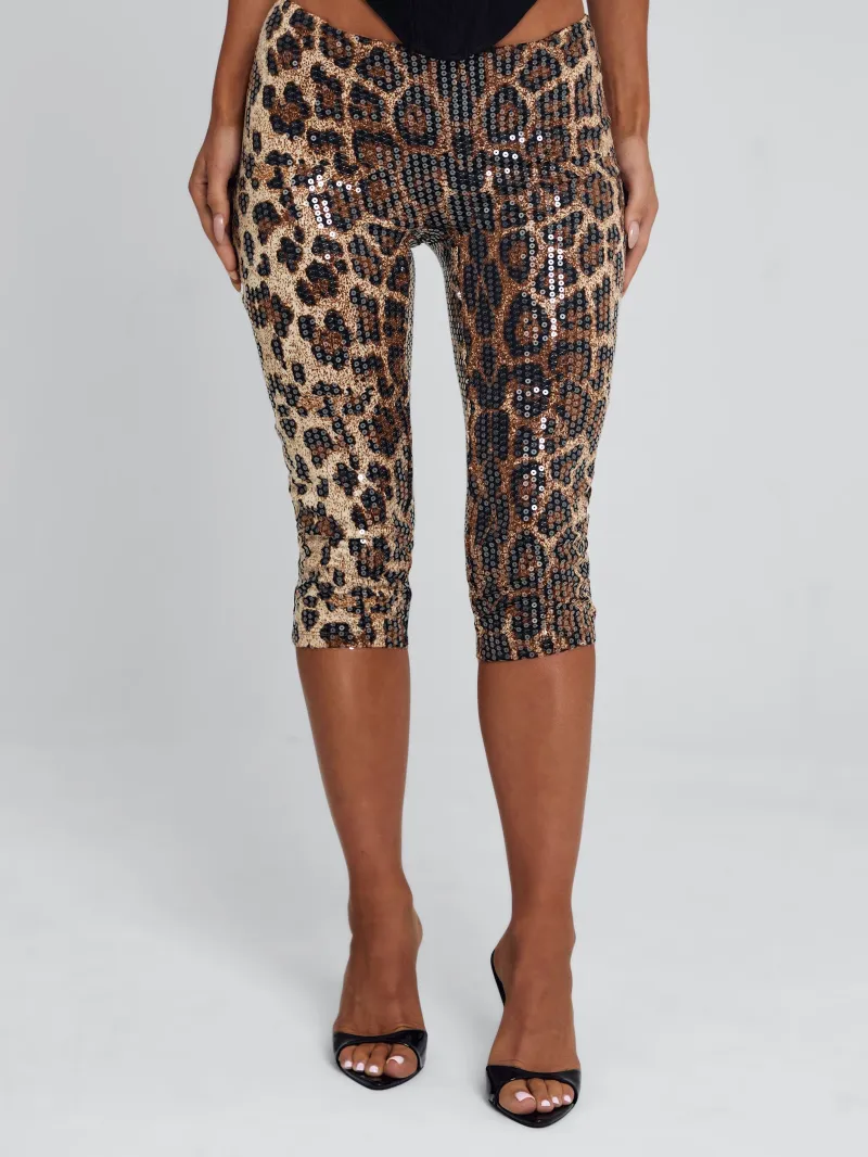 PANT LEOPARD SEQUIN TIE DETAIL PANTS - Image 3