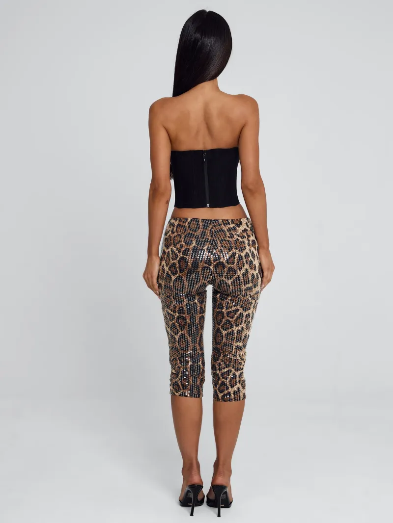 PANT LEOPARD SEQUIN TIE DETAIL PANTS - Image 5