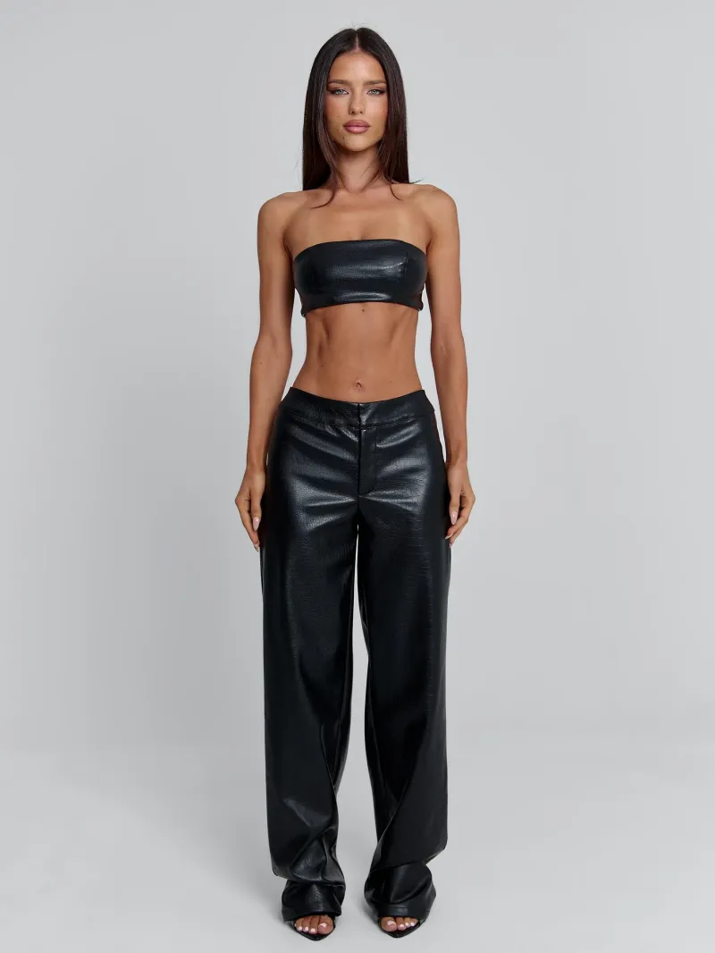 PANT BLACK FAUX LEATHER PANTS