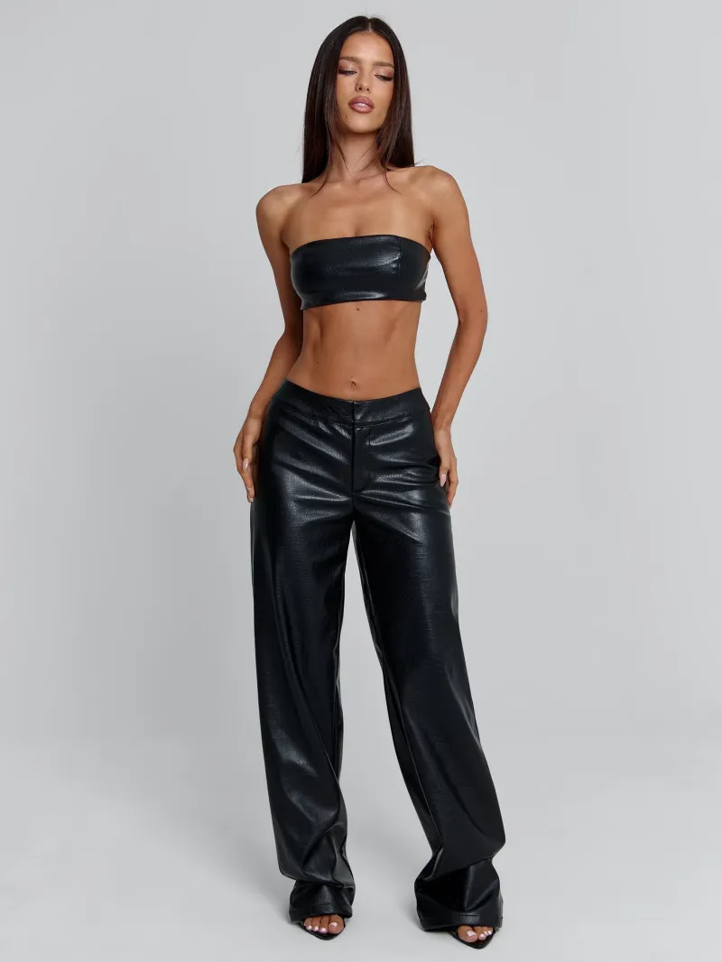 PANT BLACK FAUX LEATHER PANTS - Image 2