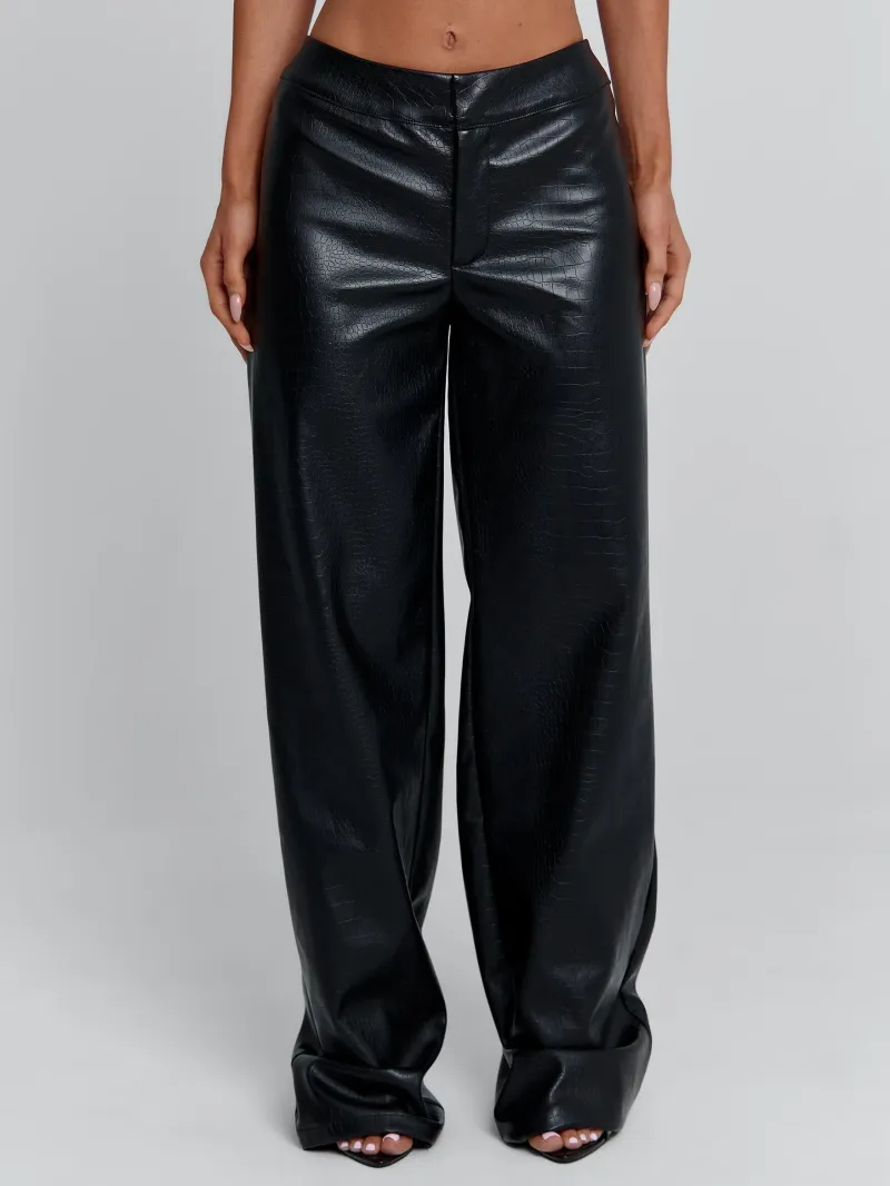 PANT BLACK FAUX LEATHER PANTS - Image 3