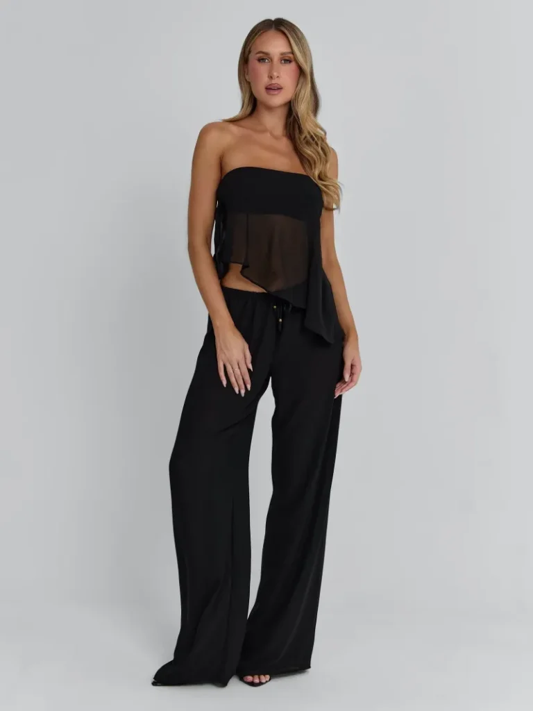 BLACK GEORGETTE RESORT PANTS