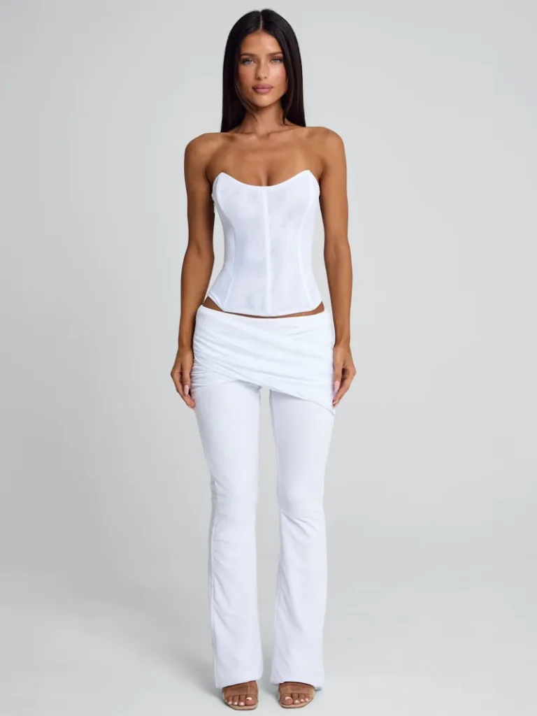 PANT WHITE WRAP CORSET PANTS