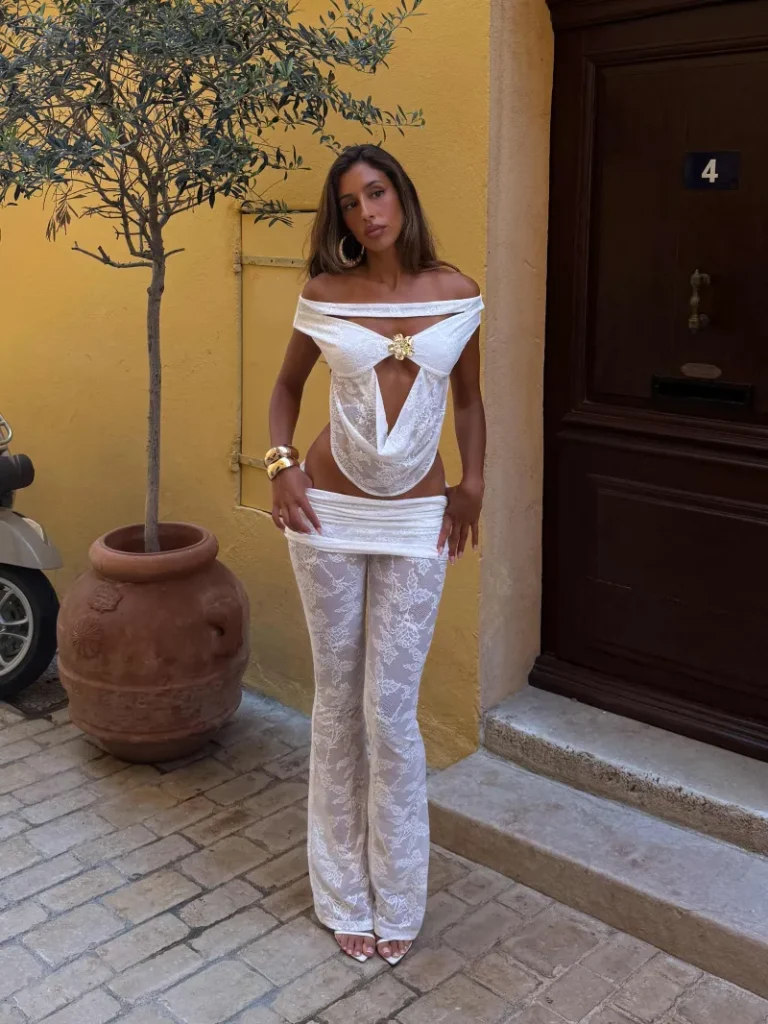 PANT WHITE LACE SHEER PANTS