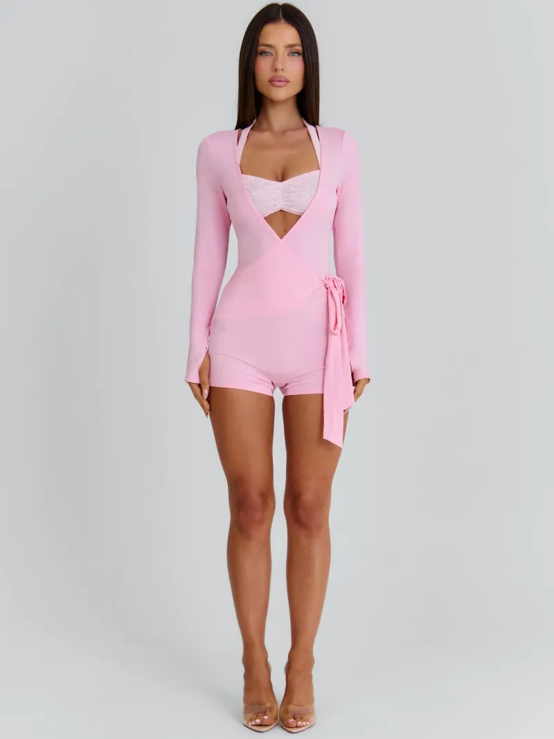 PINK LONG SLEEVE PLAYSUIT