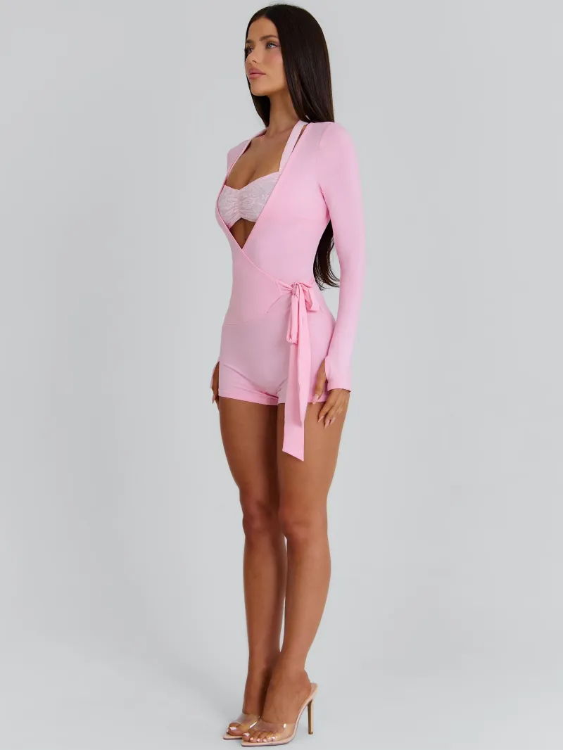 PINK LONG SLEEVE PLAYSUIT - Image 4