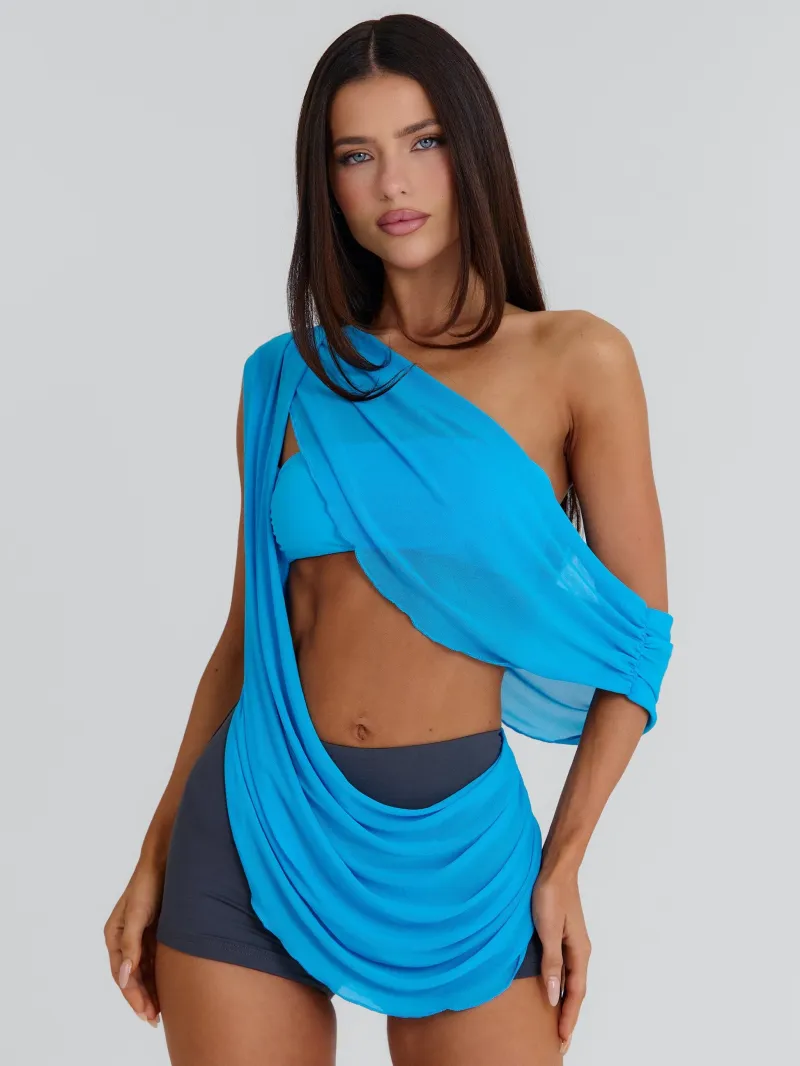 BLUE CUTOUT WRAP PLAYSUIT - Image 2