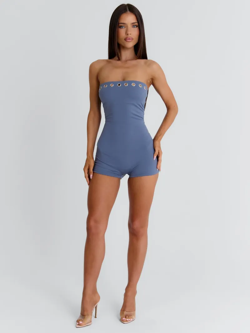 STEEL STRAPLESS JERSEY PLAYSUIT - Image 2