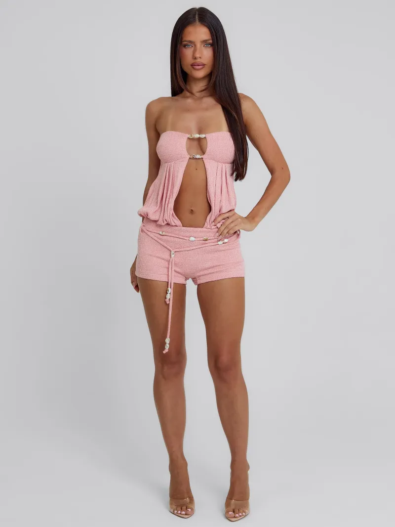 PINK CUTOUT BEADED PLAYSUIT - Image 2